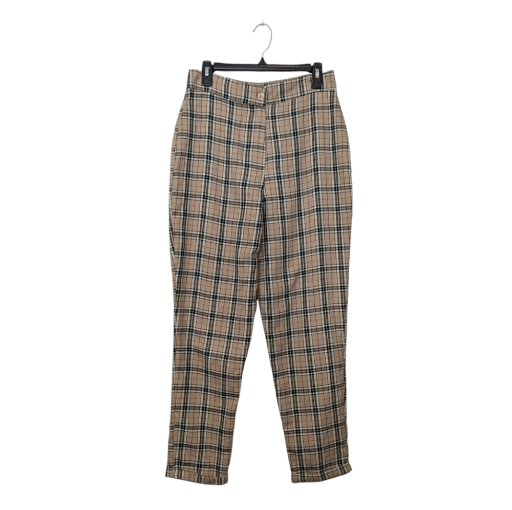 Nasty Gal Sz 8 NWT Check Tapered High Waisted Pants